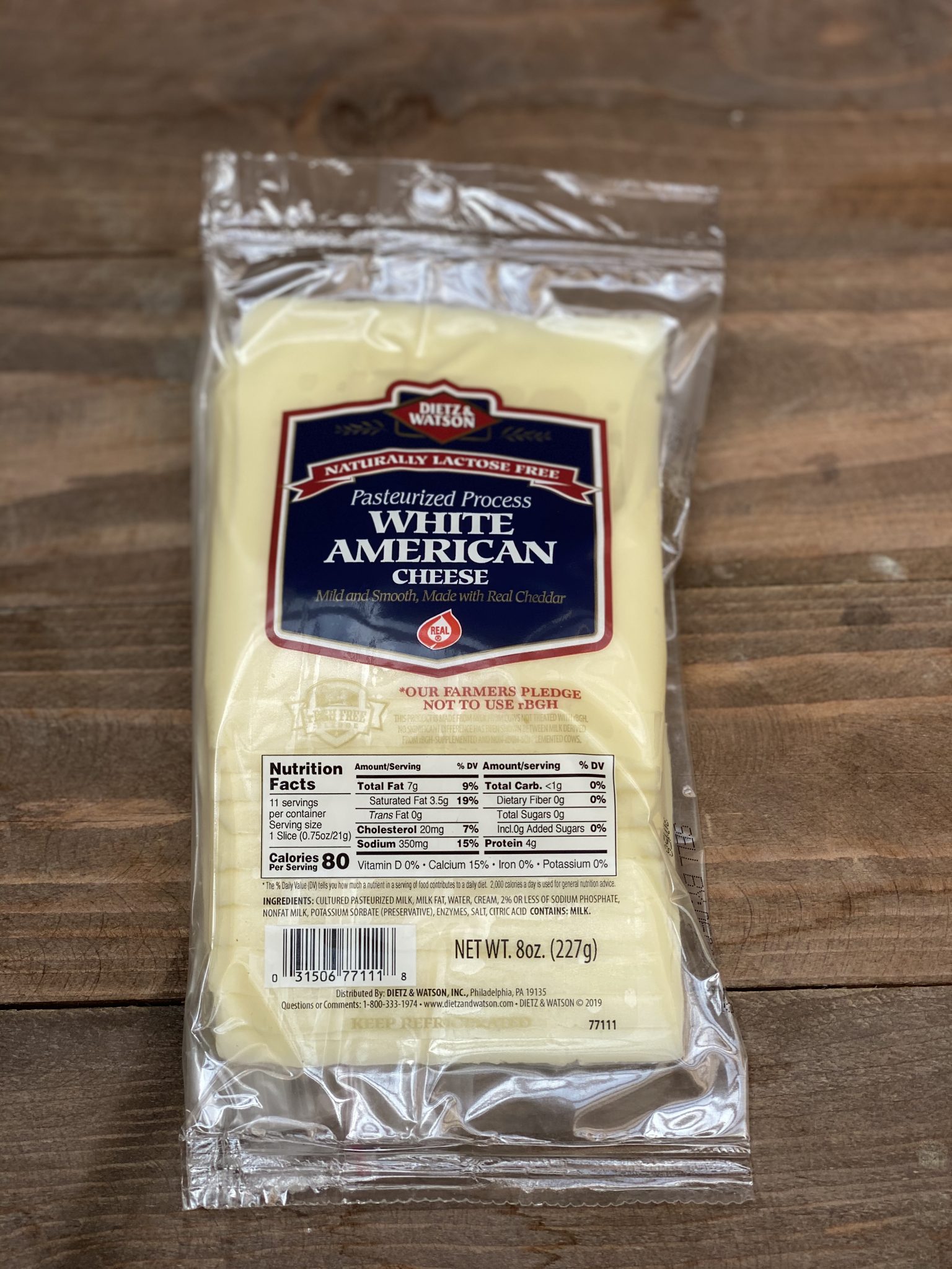 White American Cheese, Sliced - 8oz Pack - Giordano Garden Groceries